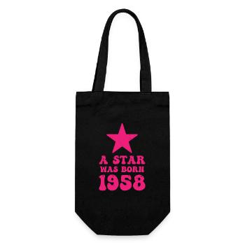 Ein Stern Wurde 1958 Geboren Geburtstag - Geschenkbeutel für Flaschen - Schwarz - Vorne