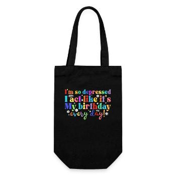 Ich Bin So Deprimiert, Ich Tue So Als Wäre Jedes - Geschenkbeutel für Flaschen - Schwarz - Vorne