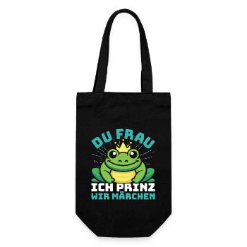 Karneval Party DU FRAU ICH PRINZ WIR MÄRCHEN - Geschenkbeutel für Flaschen - Schwarz - Vorne