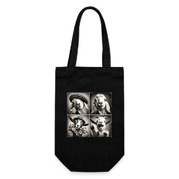 Goat Selfie Funny Hats Vintage Photo Shoot Farm An - Gift Bag for Bottles - black - Front