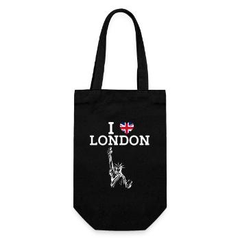 I Love London Freiheitsstatue Paris Herz Flagge - Geschenkbeutel für Flaschen - Schwarz - Vorne