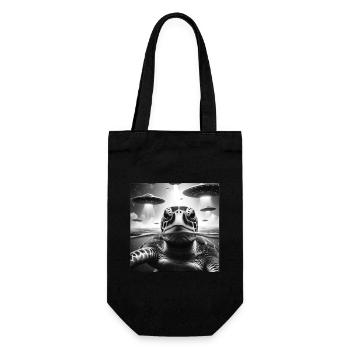 Sea Turtle Funny Graphic Selfie with UFOs Weird A - Gift Bag for Bottles - black - Front