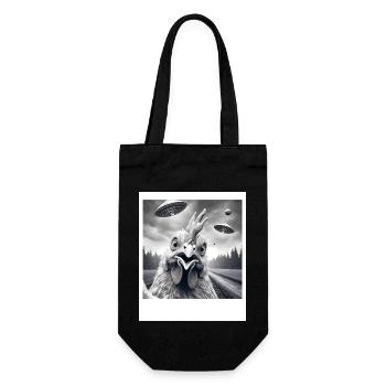 Chicken Rooster Funny Graphic Selfie with UFOs Wei - Gift Bag for Bottles - black - Front