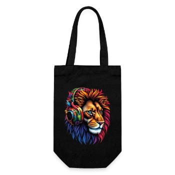 Lion Lover Wildlife Safari Art Lion Colorful - Gift Bag for Bottles - black - Front