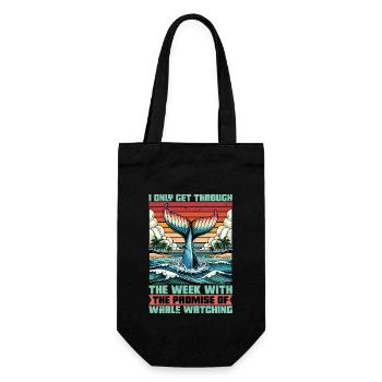 Whale Watching I Only Get Through The Week Sailing - Geschenkbeutel für Flaschen - Schwarz - Vorne