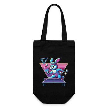 Vaporwave Tischtennis Hase Sinthwave Retro - Geschenkbeutel für Flaschen - Schwarz - Vorne