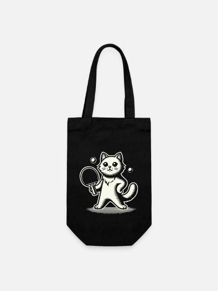 Chat mignon jouant au ping-pong - Sac à bouteille - noir