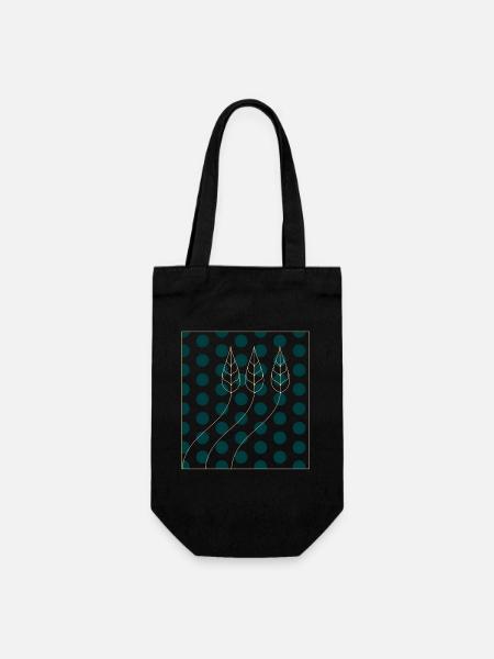 Pflanzenmuster Punkte - Geschenkbeutel für Flaschen - Schwarz