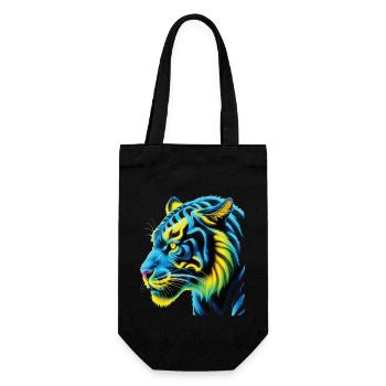 Lustiges Tiger Kunst Tier Natur Wildtier Tiere Zoo - Geschenkbeutel für Flaschen - Schwarz - Vorne