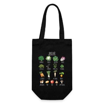 January Seasonal Fruits and Vegetables Collage - Gift Bag for Bottles - black - Front