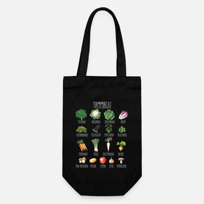 Januar Obst und Gemüse der Saison - Geschenkbeutel für Flaschen - Schwarz