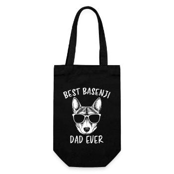 Basenji Spruch Papa Hund Lustiges Basenji Geschenk - Geschenkbeutel für Flaschen - Schwarz - Vorne
