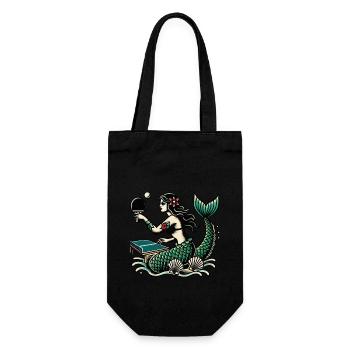 Tennis de table rétro tatouage style sirène design - Sac à bouteille - noir - Devant