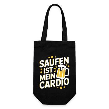 Saufen ist mein Cardio - Geschenkbeutel für Flaschen - Schwarz - Vorne