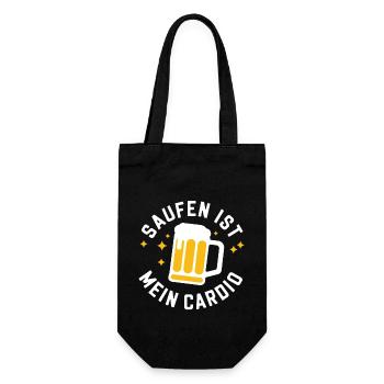 Saufen ist mein Cardio - Geschenkbeutel für Flaschen - Schwarz - Vorne