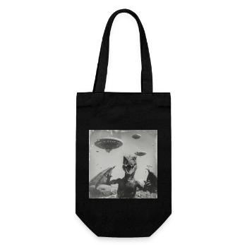 Dragon Selfie with UFO Weird 50s Photo 4 - Geschenkbeutel für Flaschen - Schwarz - Vorne