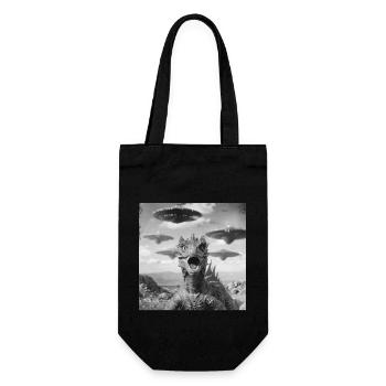 Dragon Selfie with UFO Weird 50s Photo - Geschenkbeutel für Flaschen - Schwarz - Vorne