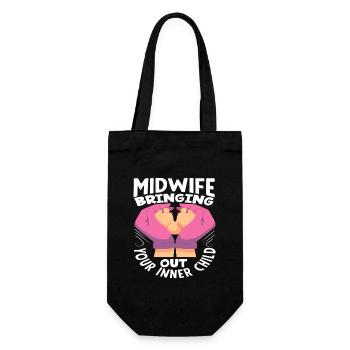 Midwife brings out your inner child - Gift Bag for Bottles - black - Front