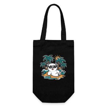 Cool polar bear on the beach with sunglasses - Gift Bag for Bottles - black - Front