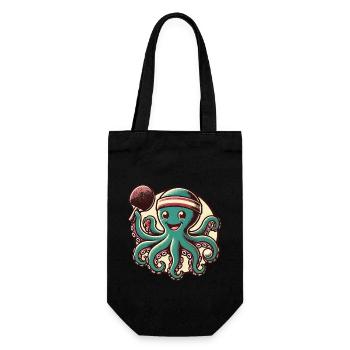 Lustiger Oktopus Tischtennis Cartoon Retro - Geschenkbeutel für Flaschen - Schwarz - Vorne