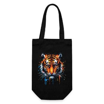 Lustiges Tiger Kunst Tier Natur Wildtier Tiere Zoo - Geschenkbeutel für Flaschen - Schwarz - Vorne