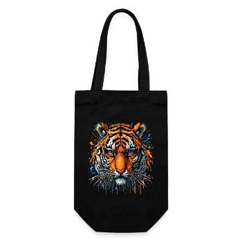 Lustiges Tiger Kunst Tier Natur Wildtier Tiere Zoo - Geschenkbeutel für Flaschen - Schwarz - Vorne