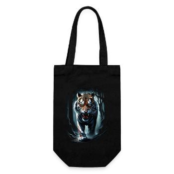 Lustiges Tiger Kunst Tier Natur Wildtier Tiere Zoo - Geschenkbeutel für Flaschen - Schwarz - Vorne