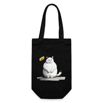 netter weißer dicker Kater mit Sprechblase - Geschenkbeutel für Flaschen - Schwarz - Vorne