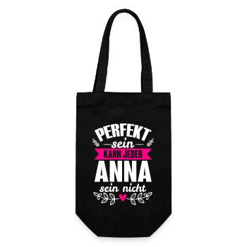 Anna - Perfekt Sein Kann Jeder Anna Nicht - Geschenkbeutel für Flaschen - Schwarz - Vorne