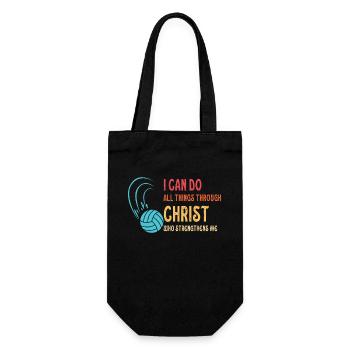 I Can Do All Things Through Volleyball - Gift Bag for Bottles - black - Front