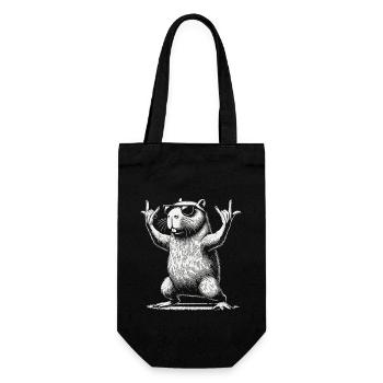 Lustiger Capybara Heavy Metal Festival Party - Geschenkbeutel für Flaschen - Schwarz - Vorne