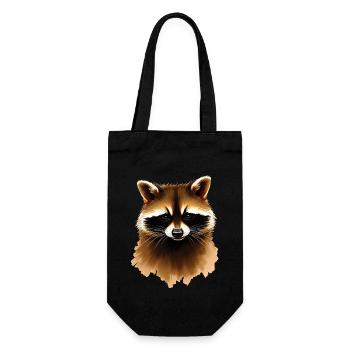 Raccoon Motif Animal Lover Art Artwork - Gift Bag for Bottles - black - Front