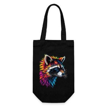 Raccoon Motif Animal Lover Art Artwork - Gift Bag for Bottles - black - Front