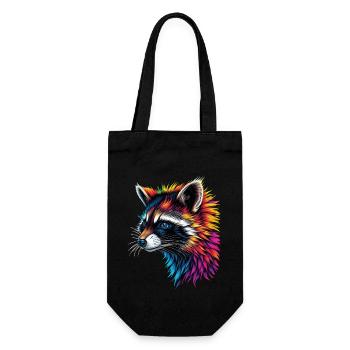 Raccoon Motif Animal Lover Art Artwork - Gift Bag for Bottles - black - Front