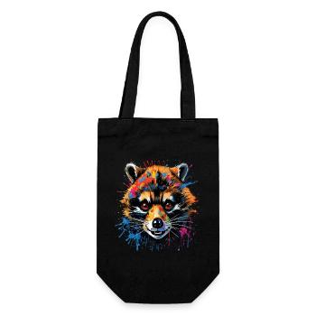 Raccoon Motif Animal Lover Art Artwork - Gift Bag for Bottles - black - Front