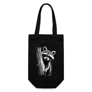 Raccoon Motif Animal Lover Art Artwork - Gift Bag for Bottles - black - Front