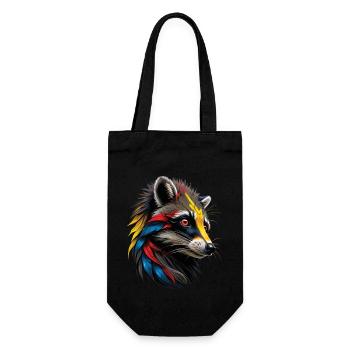 Raccoon Motif Animal Lover Art Artwork - Gift Bag for Bottles - black - Front