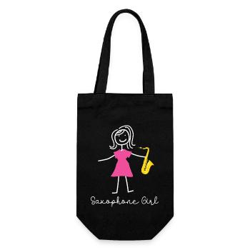 Saxophone Saxophone Girl - Geschenkbeutel für Flaschen - Schwarz - Vorne