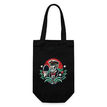 Retro Table Tennis Tattoo Style Captain Design - Gift Bag for Bottles - black - Front