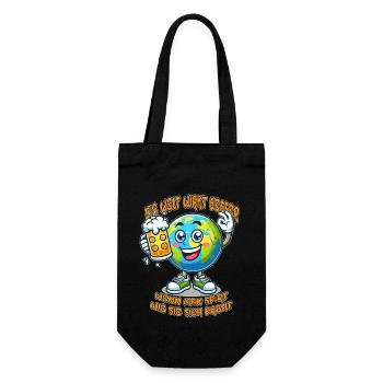 The World Seems Better Funny Beer Comic Motif - Gift Bag for Bottles - black - Front