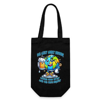 The World Seems Better Funny Beer Comic Motif - Gift Bag for Bottles - black - Front