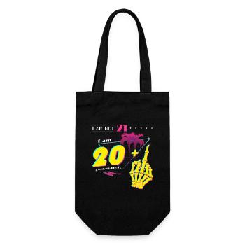 Ich bin nicht 21, ich bin 20 + Mittelfinger - Retro 2004 - Geschenkbeutel für Flaschen - Schwarz - Vorne