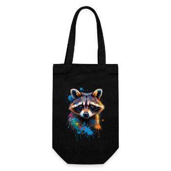 Raccoon Motif Animal Lover Art Artwork - Gift Bag for Bottles - black - Front