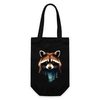 Raccoon Motif Animal Lover Art Artwork - Gift Bag for Bottles - black - Front