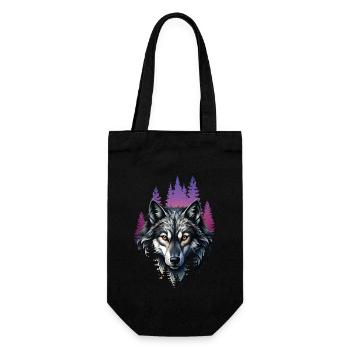 Wolf Lover Wild Animal Art Wolf Colorful Animal - Gift Bag for Bottles - black - Front