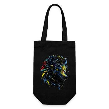 Wolf Lover Wild Animal Art Wolf Colorful Animal - Gift Bag for Bottles - black - Front
