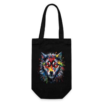 Wolf Lover Wild Animal Art Wolf Colorful Animal - Gift Bag for Bottles - black - Front