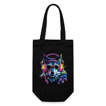 Wolf Lover Wild Animal Art Wolf Colorful Animal - Gift Bag for Bottles - black - Front