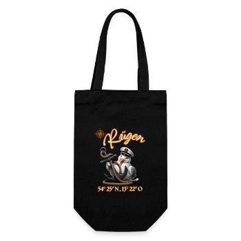 Rügen GPS coordinates ! funny seagull with anchor - Gift Bag for Bottles - black - Front