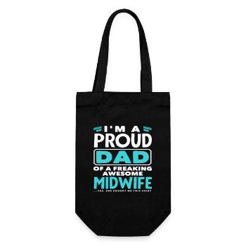 Proud dad of a fantastic midwife - Gift Bag for Bottles - black - Front